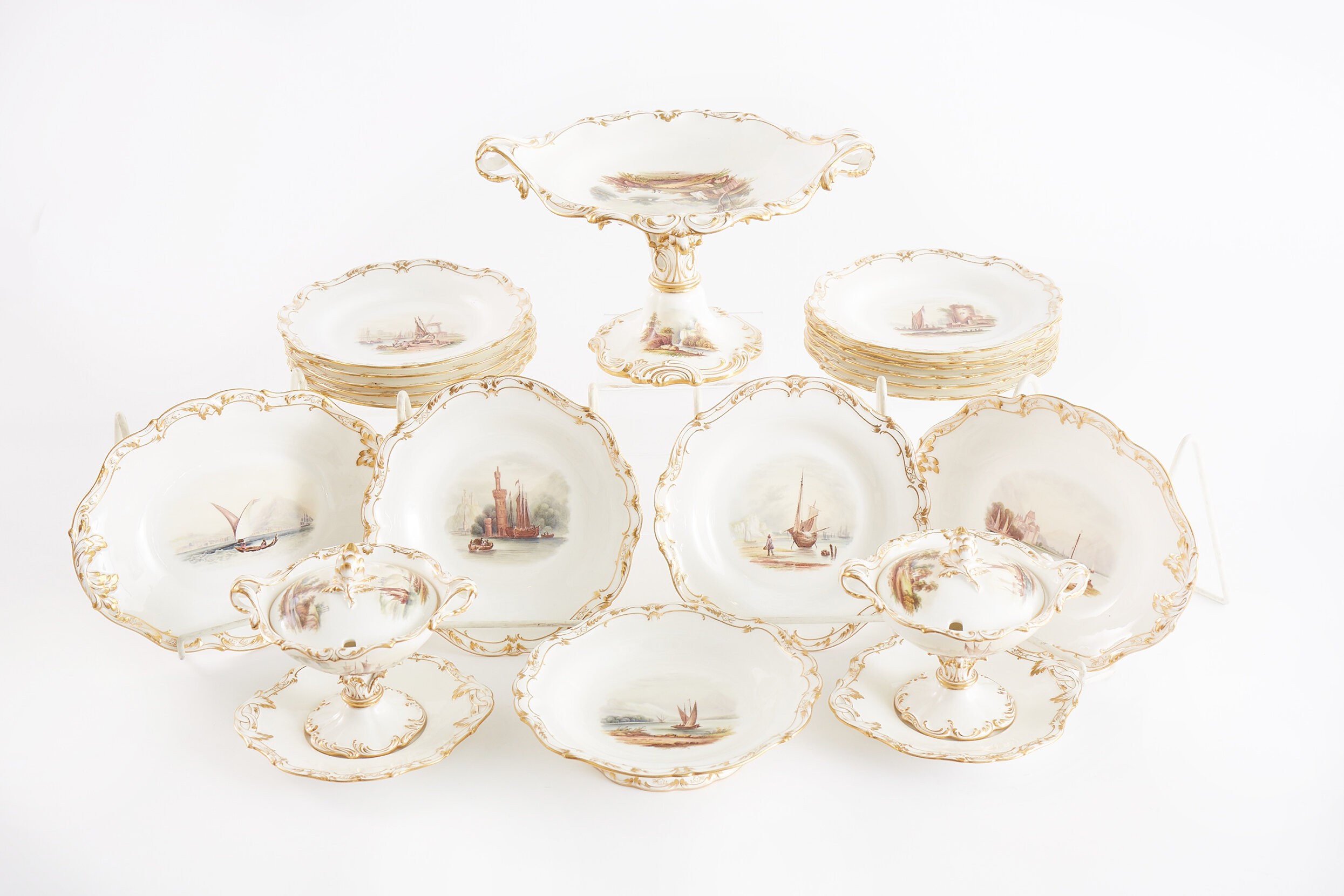 English Hand Painted Porcelain Luncheon