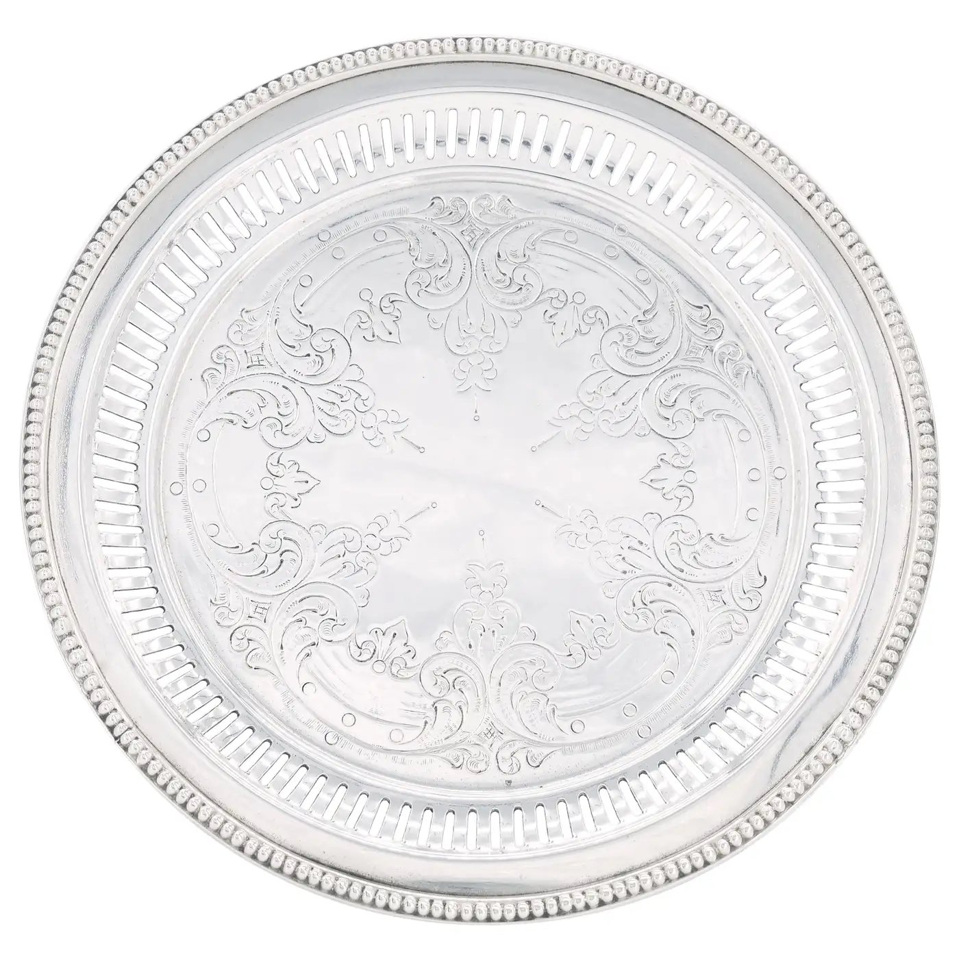 English Sheffield Silver Plate Round Shape / Engraved Serving Tray — La  Maison Supreme Ltd.