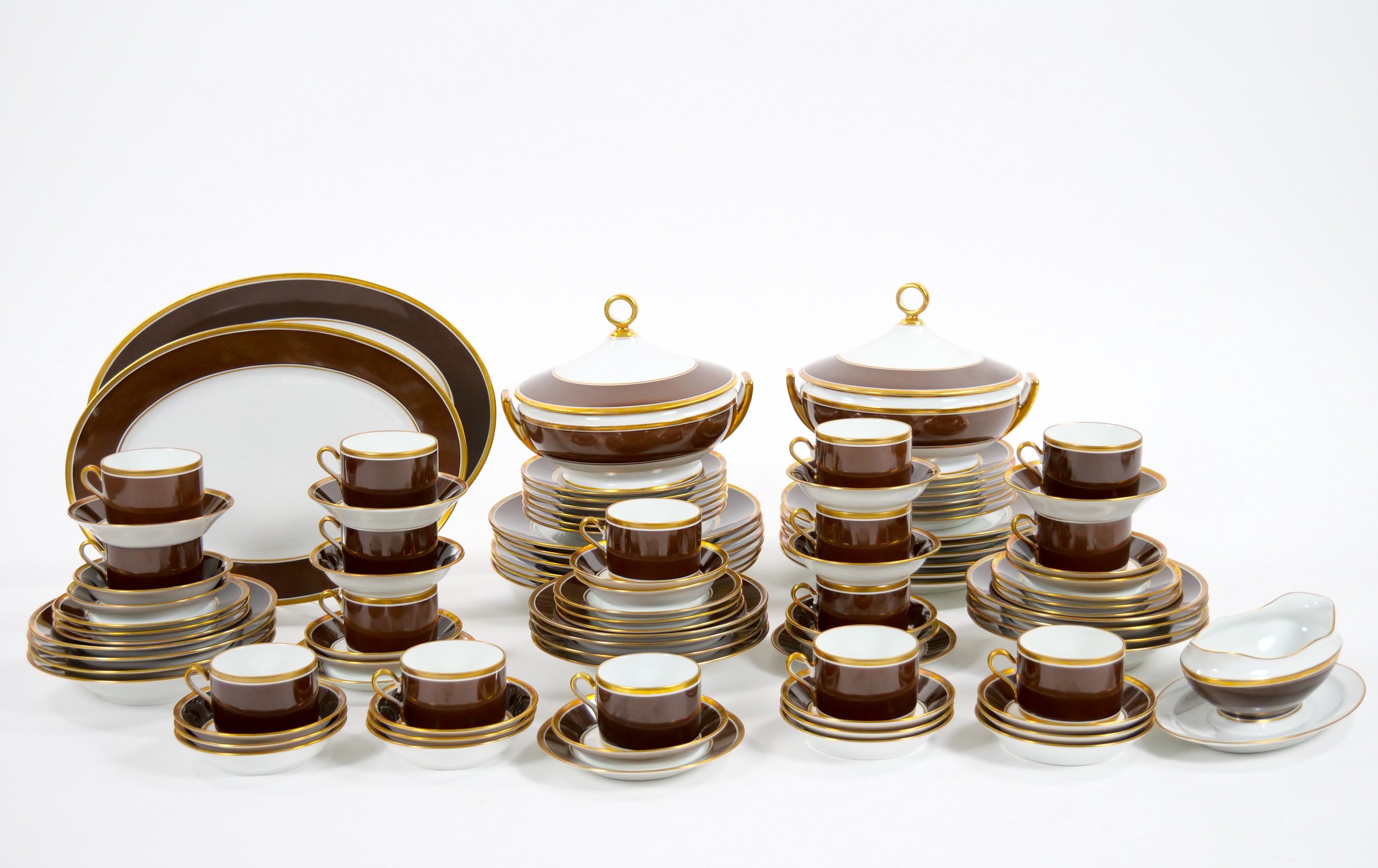Richard Ginori Brown & Gold Trimmed Extensive Dinnerware Richard Ginori Brown & Gold Trimmed Extensive Dinnerware