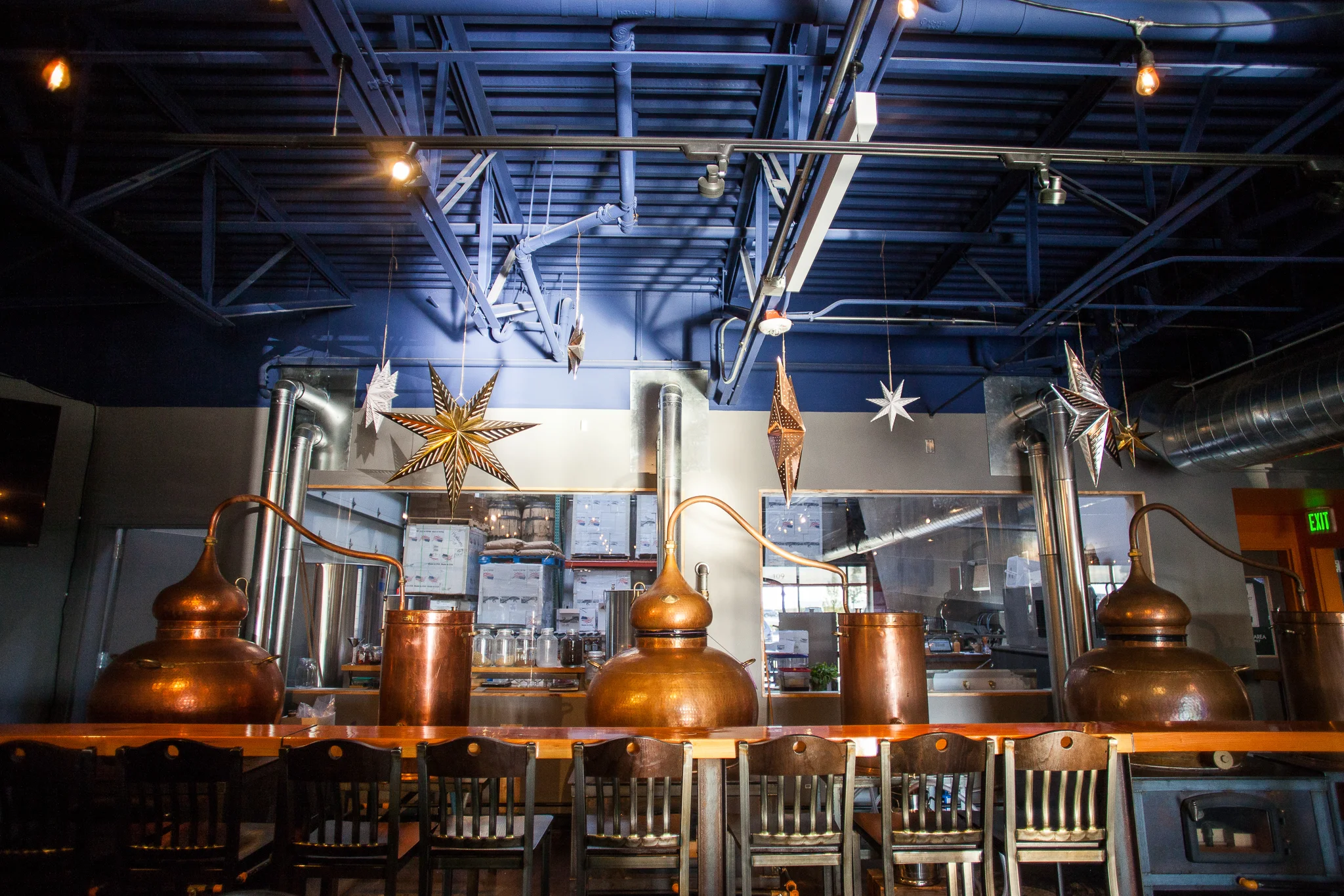 Inside Bluewater overlooking the interior of the distillery. PC: Ron Cook