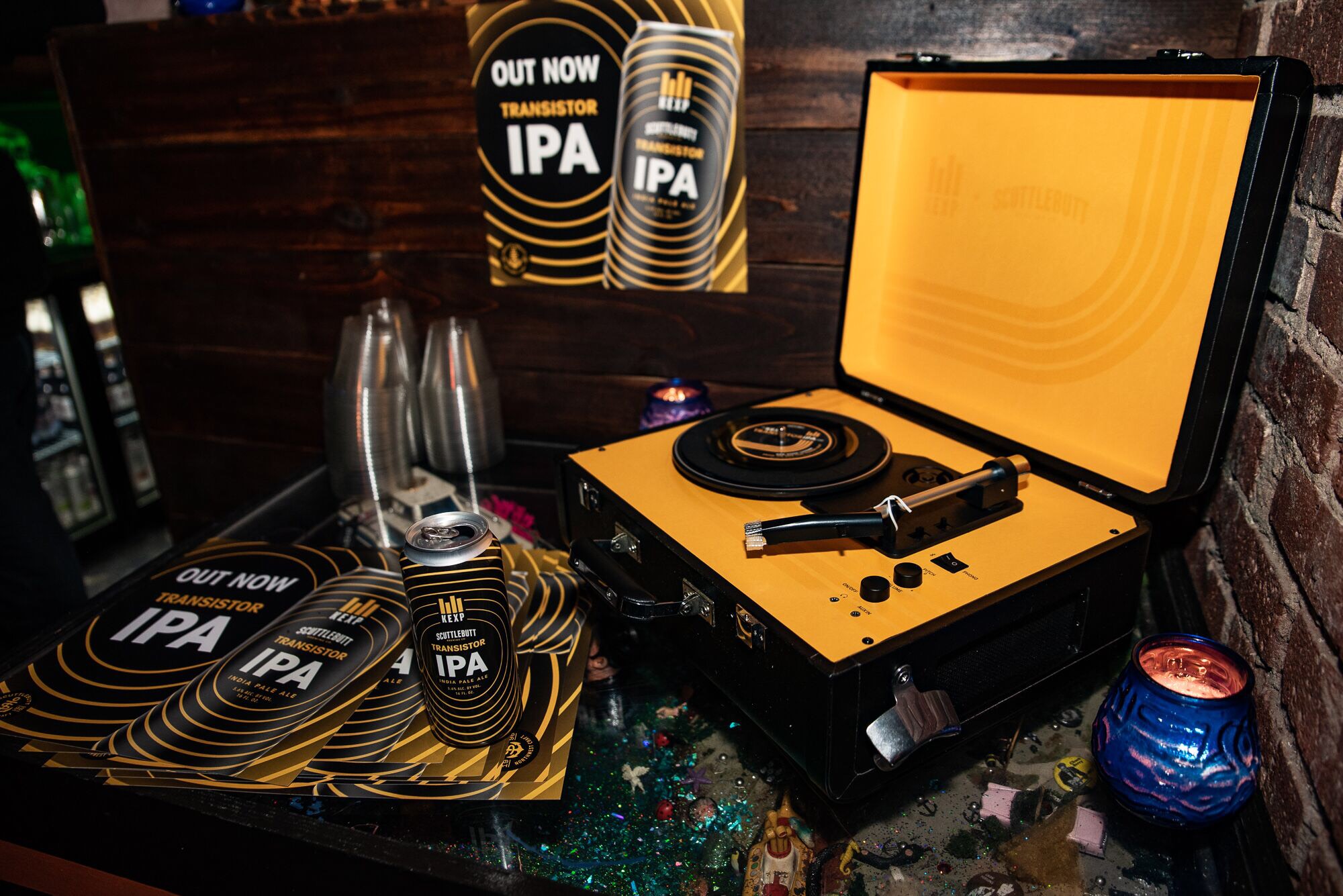 The new Transistor IPA on display at KEXP’s release party for the beer // Christine Mitchell
