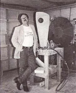 Vintage Reg Akright in his studio, circa 1991 // Courtesy Northwest Stone Sculptor’s Association