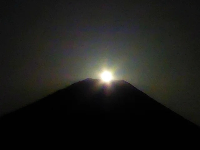  Pearl Fuji - the full moon rising from the top of Mt. Fuji 