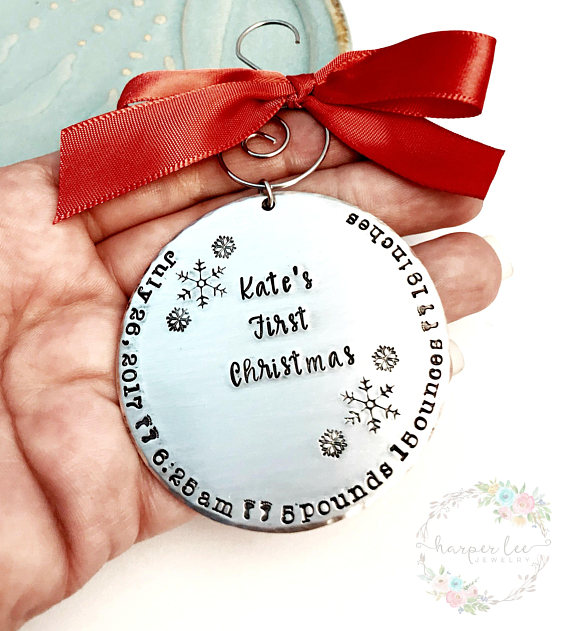 pewter baby's first christmas ornament