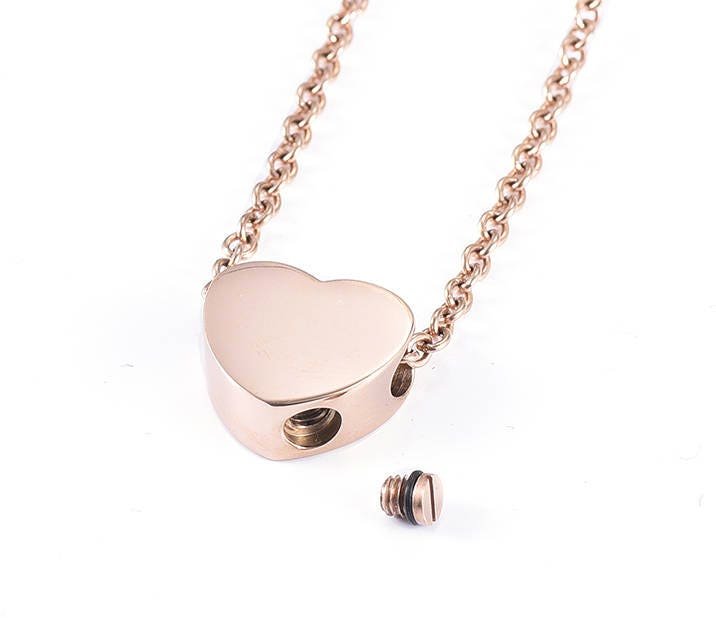 Cremation Urn Heart Charm Necklace Silver Pet Loss