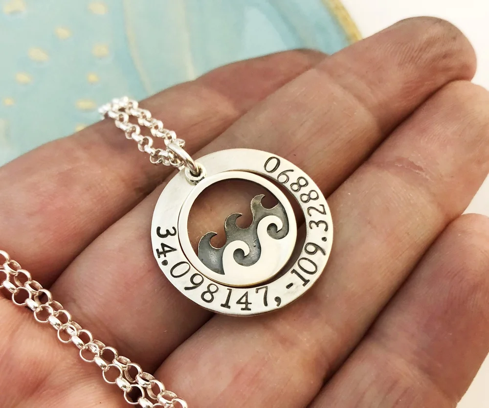 Custom Coordinate Necklace Coordinate Necklace, Date Necklace