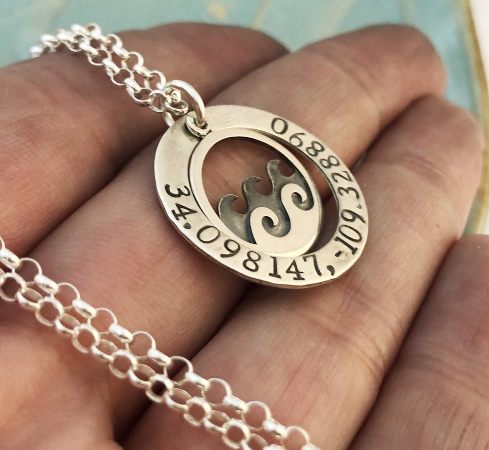 Sterling Silver Hand Stamped Coordinates Compass Pendant Necklace ~ North  Star Jewelry ~ Find Your True North — Harper Lee Jewelry