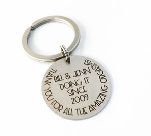 Personalized 10 year Anniversary Gift ~ Stainless Steel Engraved Key Chain  ~ Years Months Weeks Days Hours ~ I still do ~ Forever to go — Harper Lee  Jewelry