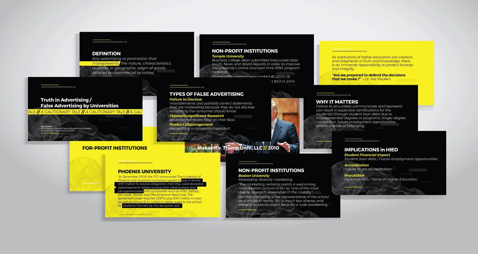  Excerpts from  Truth in Advertising: False Advertising by Universities  Presentation / Course work HIED 7210 Law in Higher Education // Fall 2021 