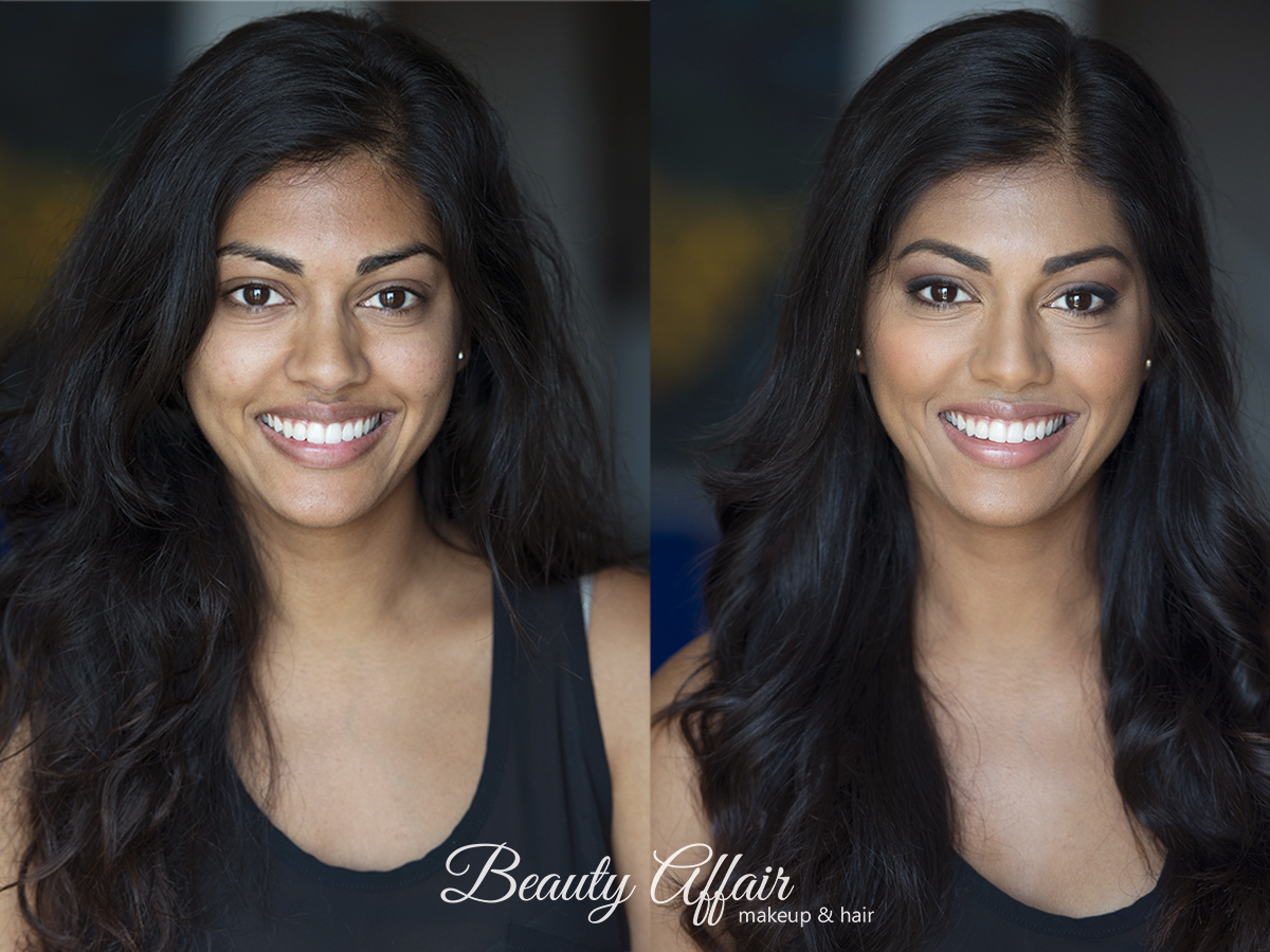 Before and after natural headshot makeup hair for indian actress by Agne Beauty Affair smile.jpg