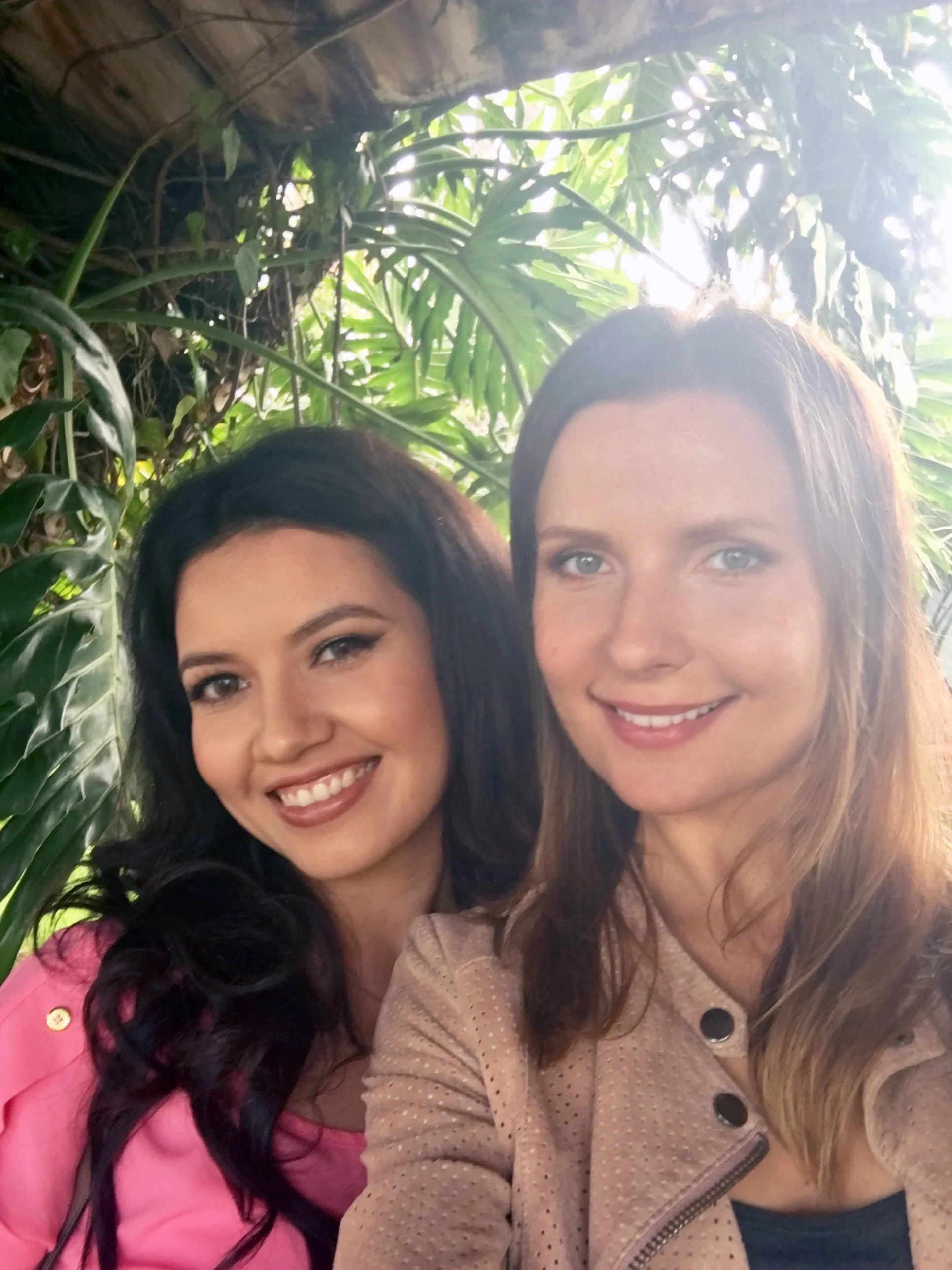 Beauty Affair artists Sara and Agne getting ready for the sunset bridal open house.