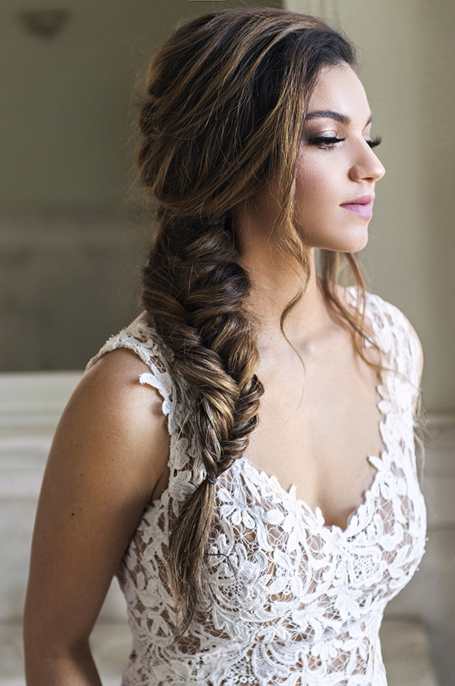 Bridal makeup and hair fish braid on a side boho lace beauty affair.jpg