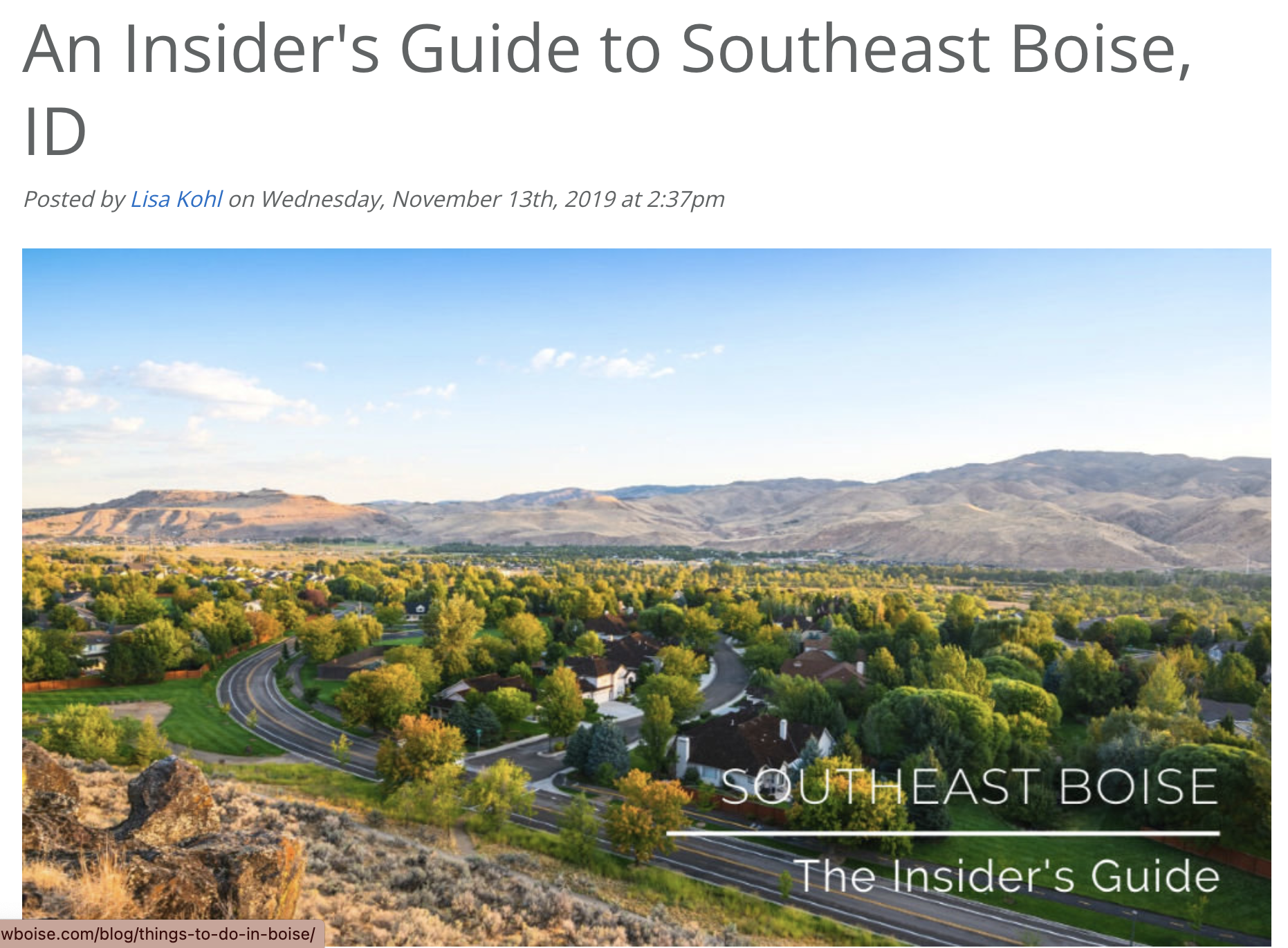Blog post ghostwritten for We Know Boise