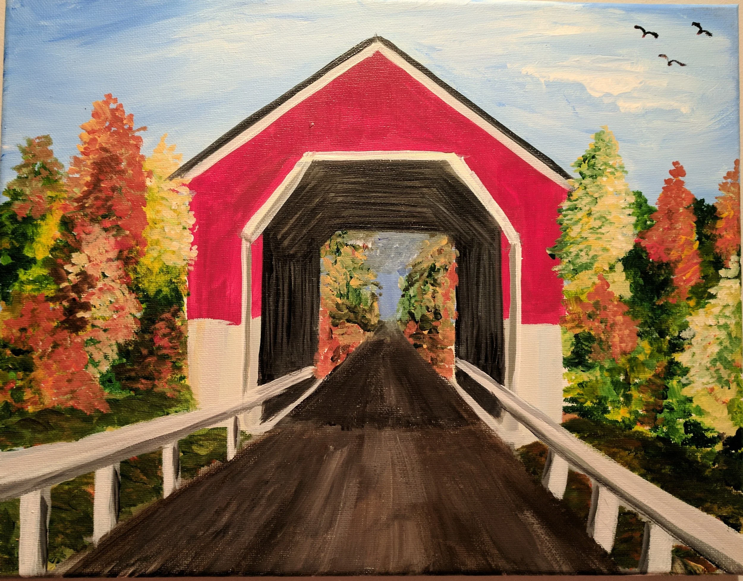 Leaf peeping at covered bridge