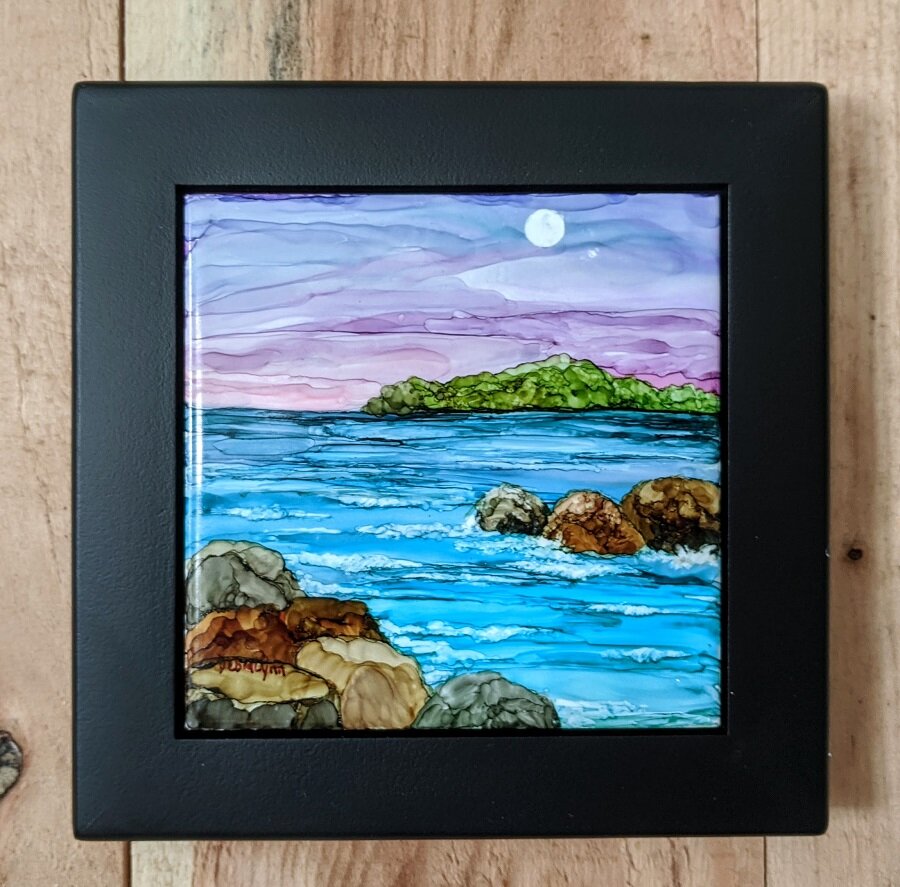 Rocky coast at Moonrise