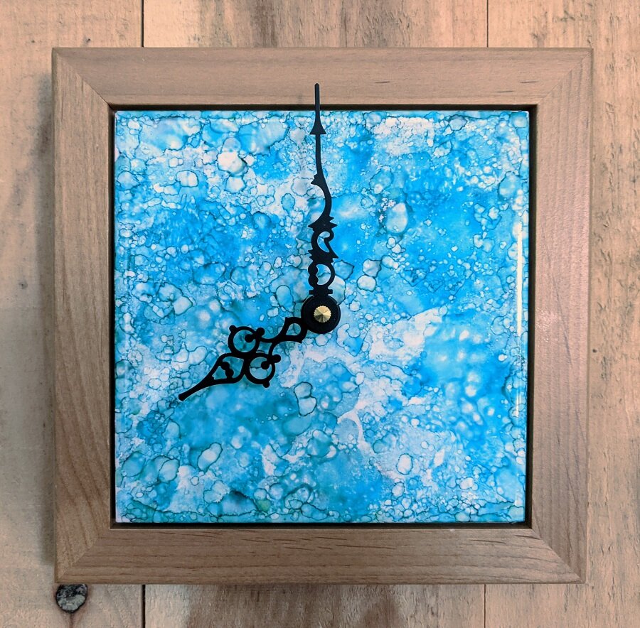 9.tile 6 in clock abstract stamping.jpg
