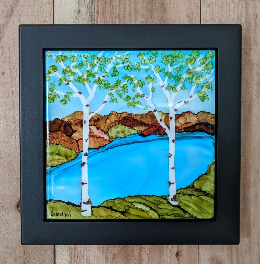 Lakeside Birches in Bloom
