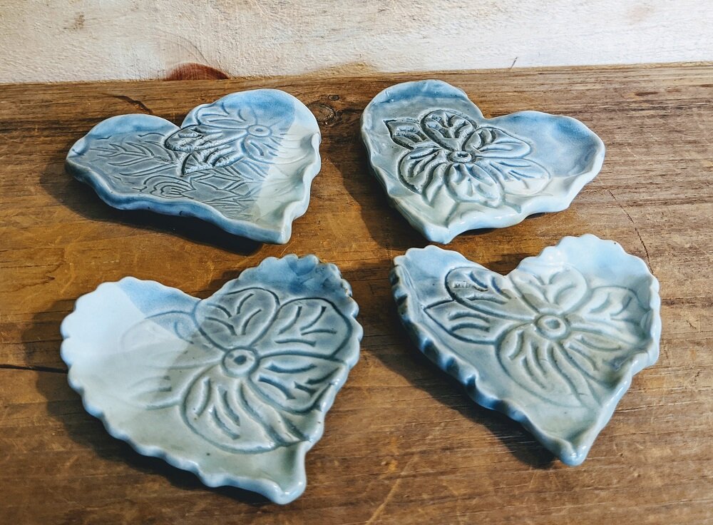Floral stamped hearts