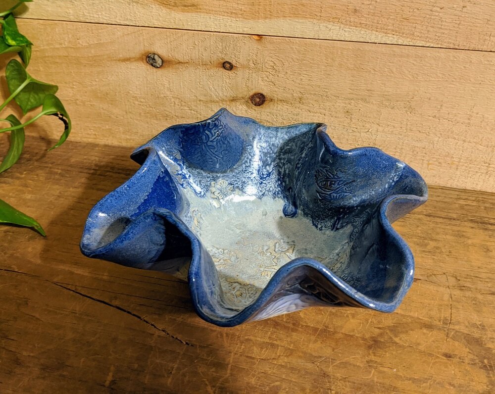 Silver Blue Wavy Bowl