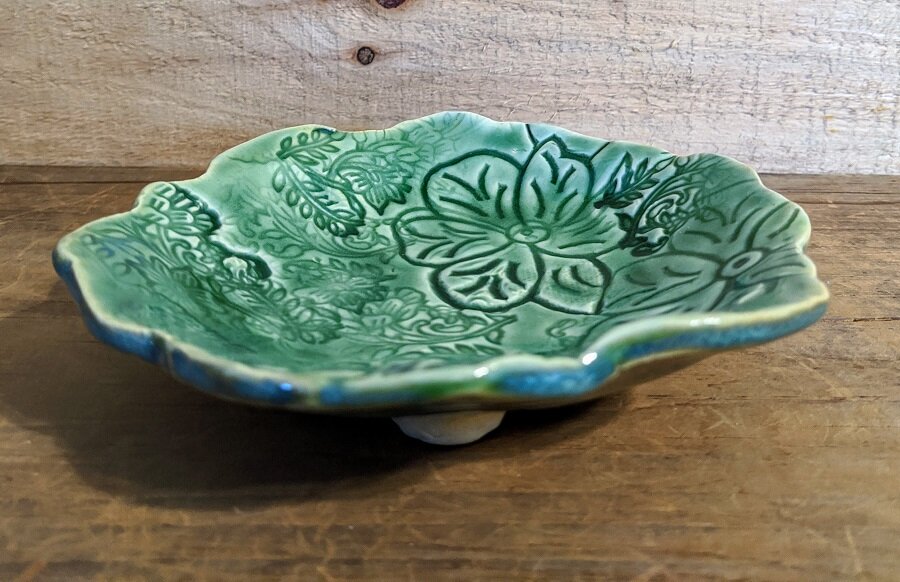 Scalloped Floral Dish