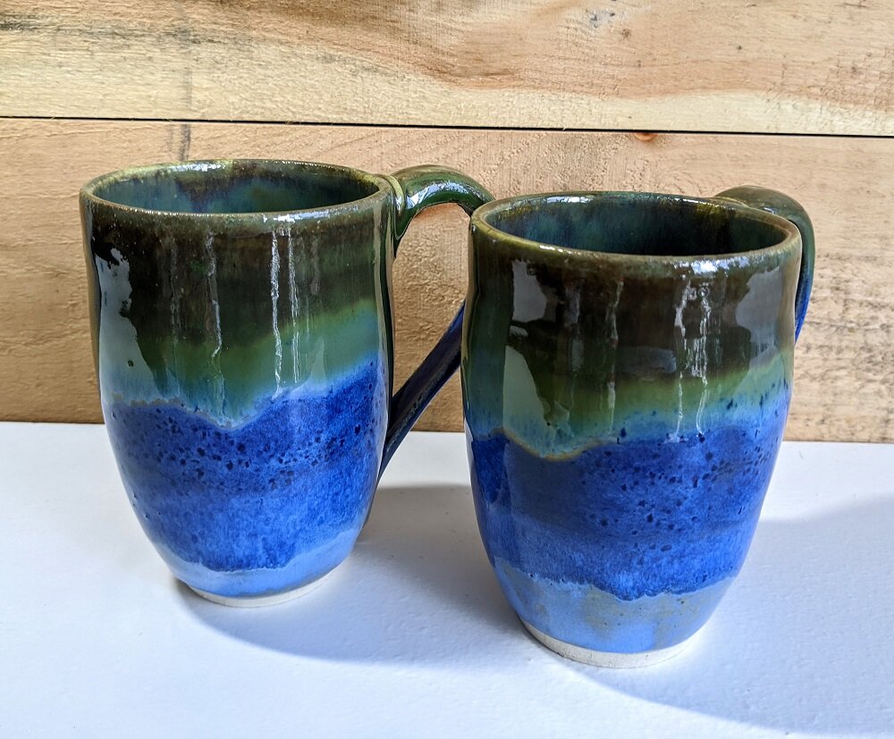 Pair of Green/Blue Mugs