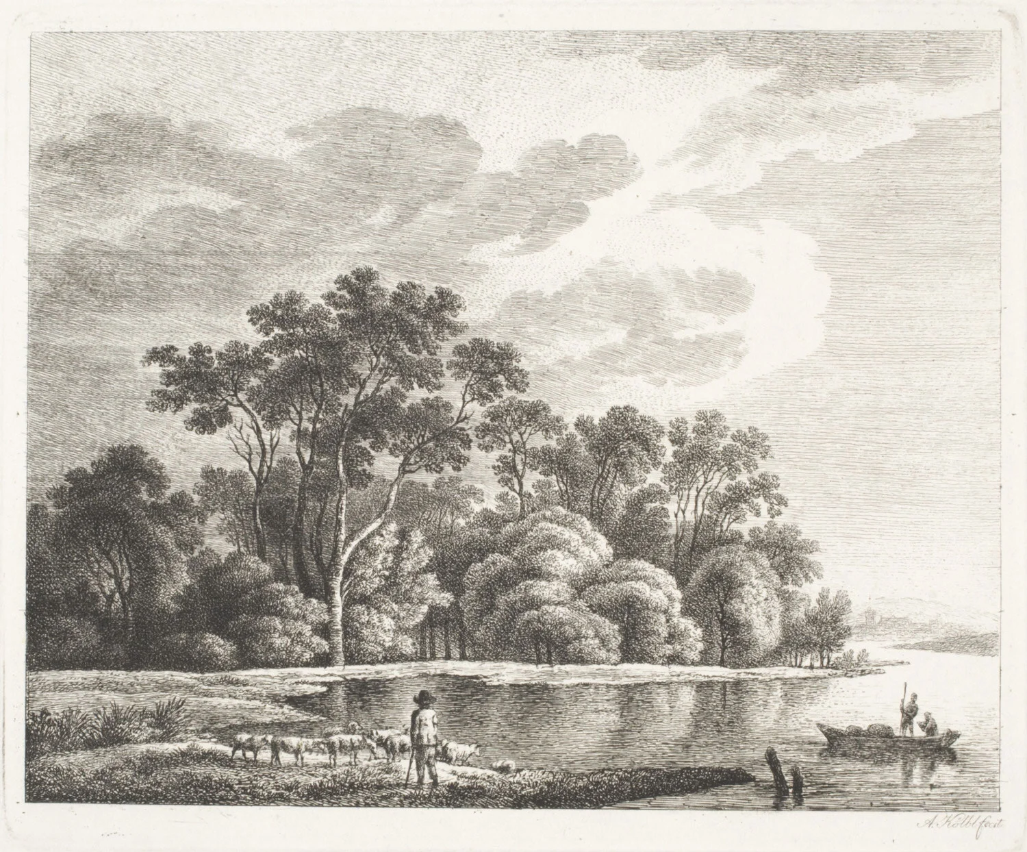 Shepherd beside a River , early 19th century, by Anton Kölbl, Austrian from the Philadelphia Museum of Art