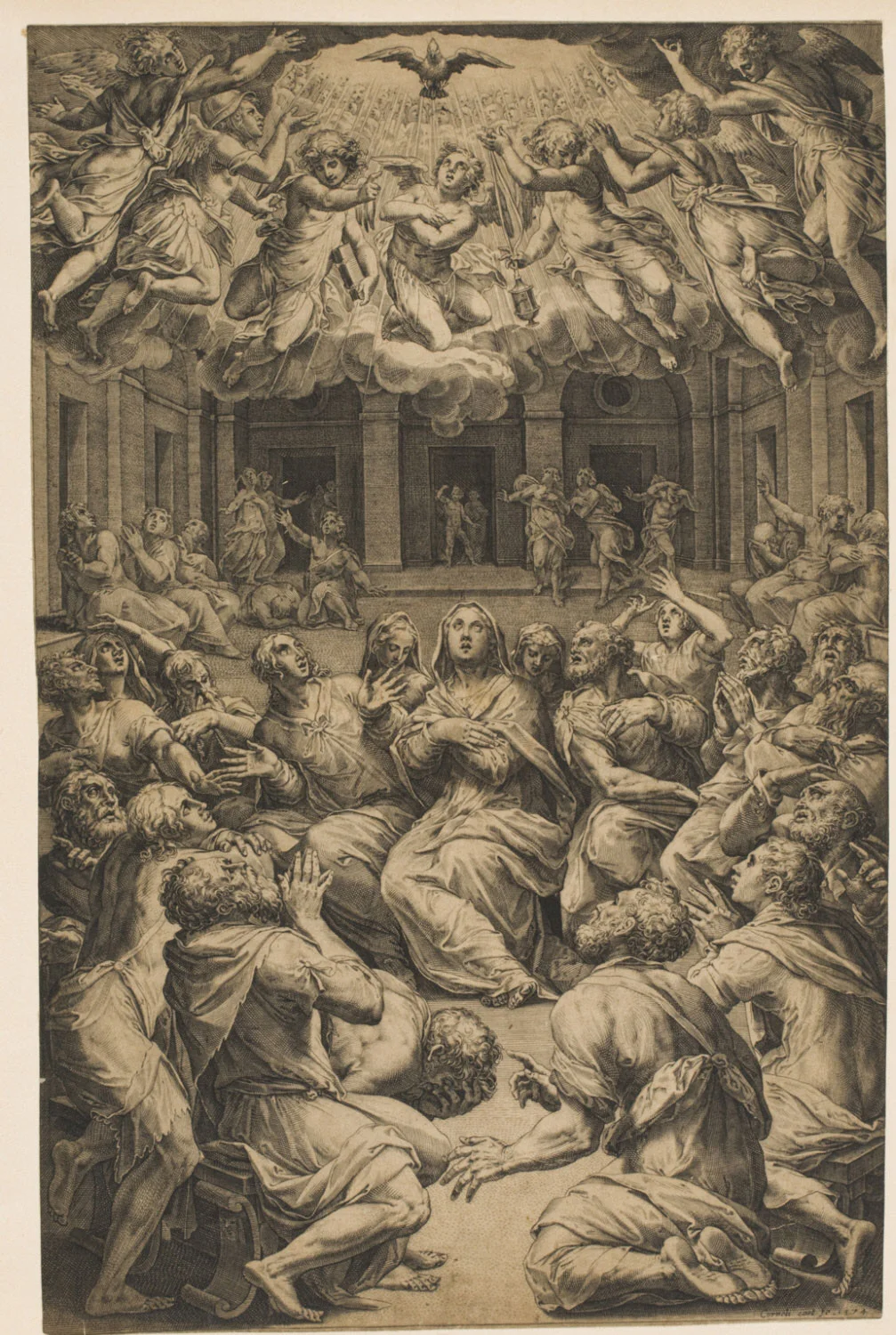 Pentecost , 1574, by Cornelis Cort, Dutch from the Philadelphia Museum of Art