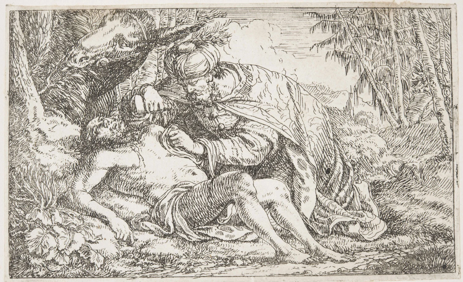 The Wounded Man tended by the Samaritan , mid- to late 17th Century, by Jonas Umbach, German from the Philadelphia Museum of Art