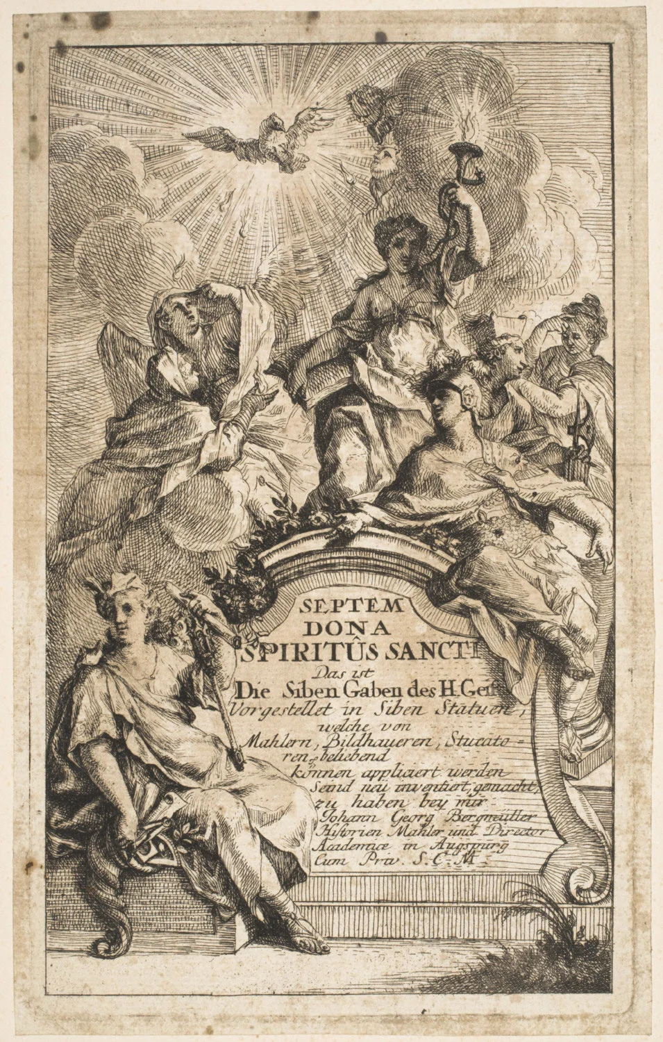 The Seven Gifts of the Holy Spirit, Title Page , c. 1715-1762 , by Johann Georg Bergmüller, German from the Philadelphia Museum of Art