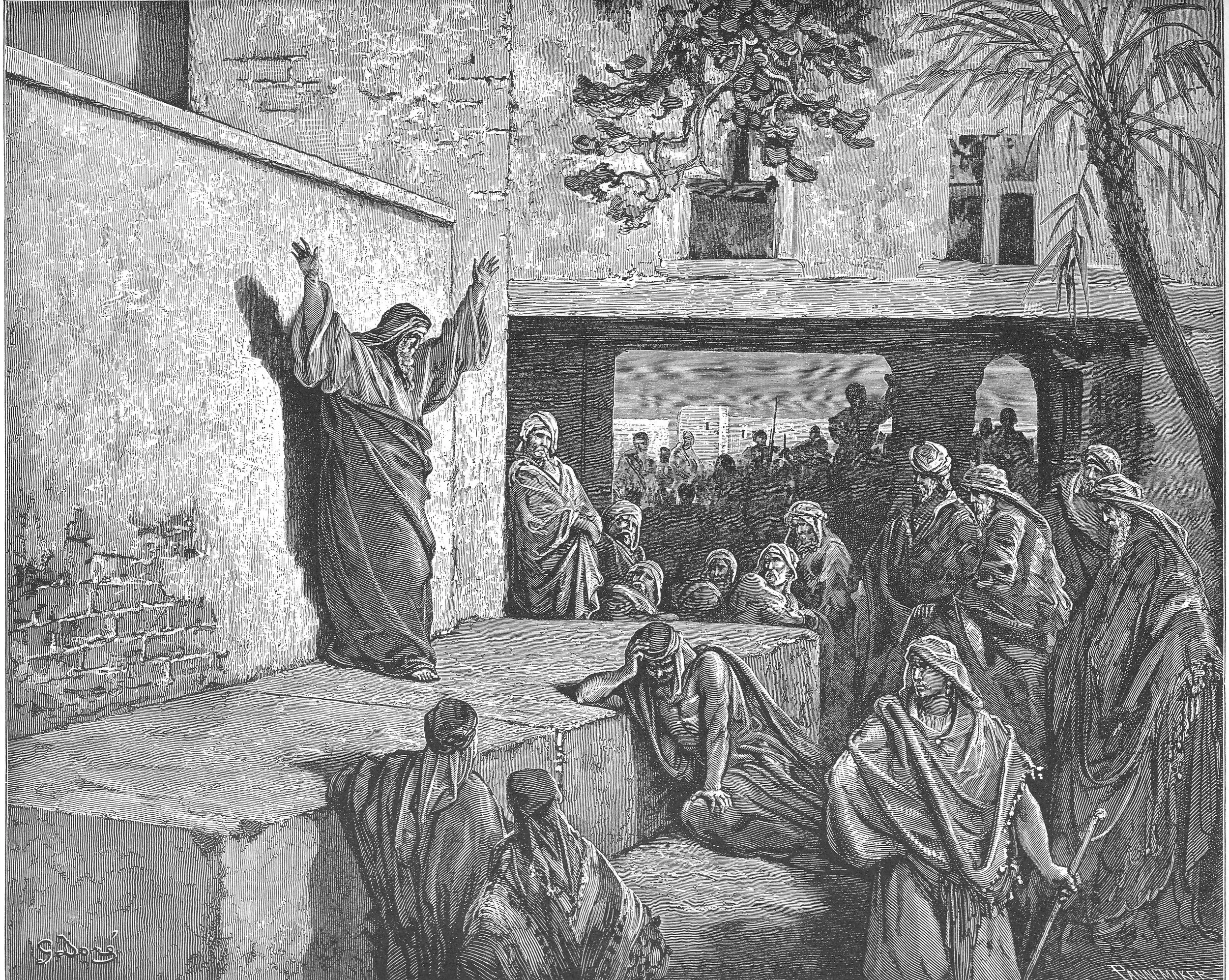 Micah Exhorts the Israelites to Repent , 1866, by Gustave Doré, French. Public Domain