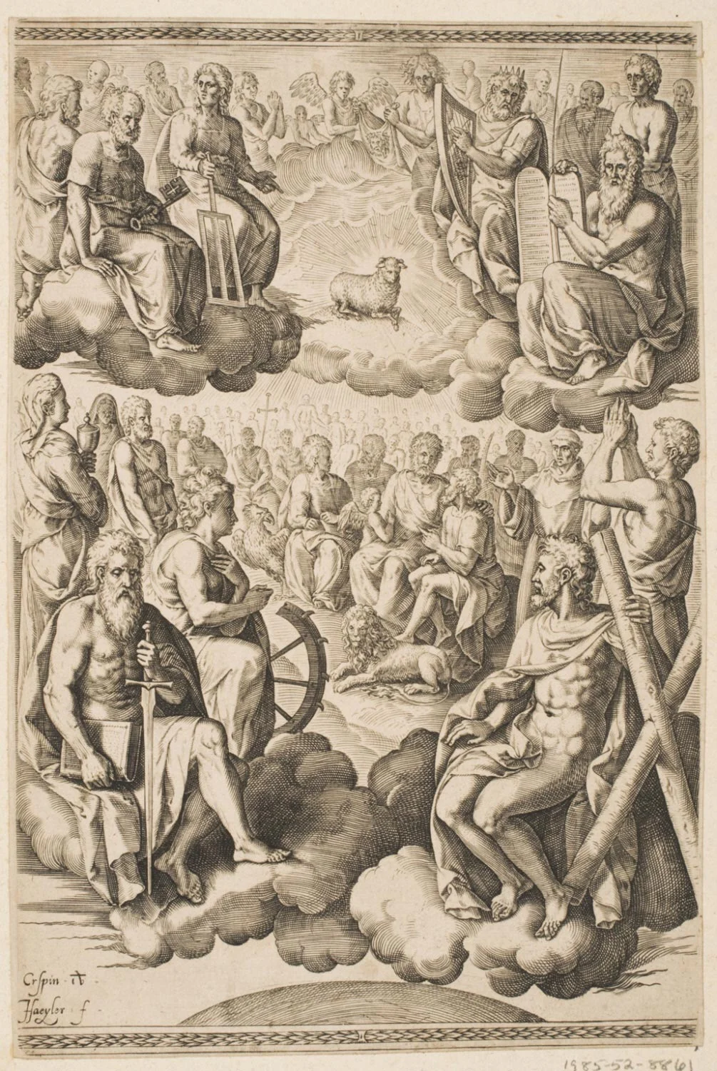 Adoration of the Mystic Lamb , 1585, by Jan Sadeler I, Flemish. Philadelphia Art Museum