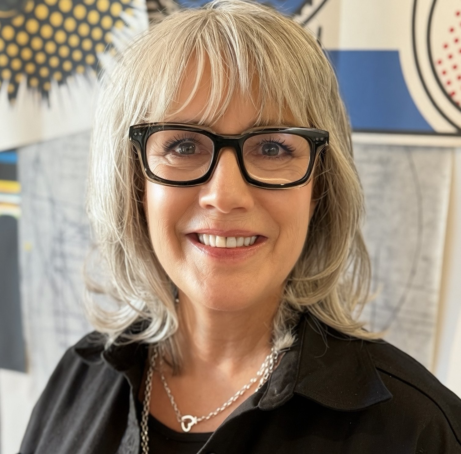 Lisa smiling wearing Blake Kuwahara glasses