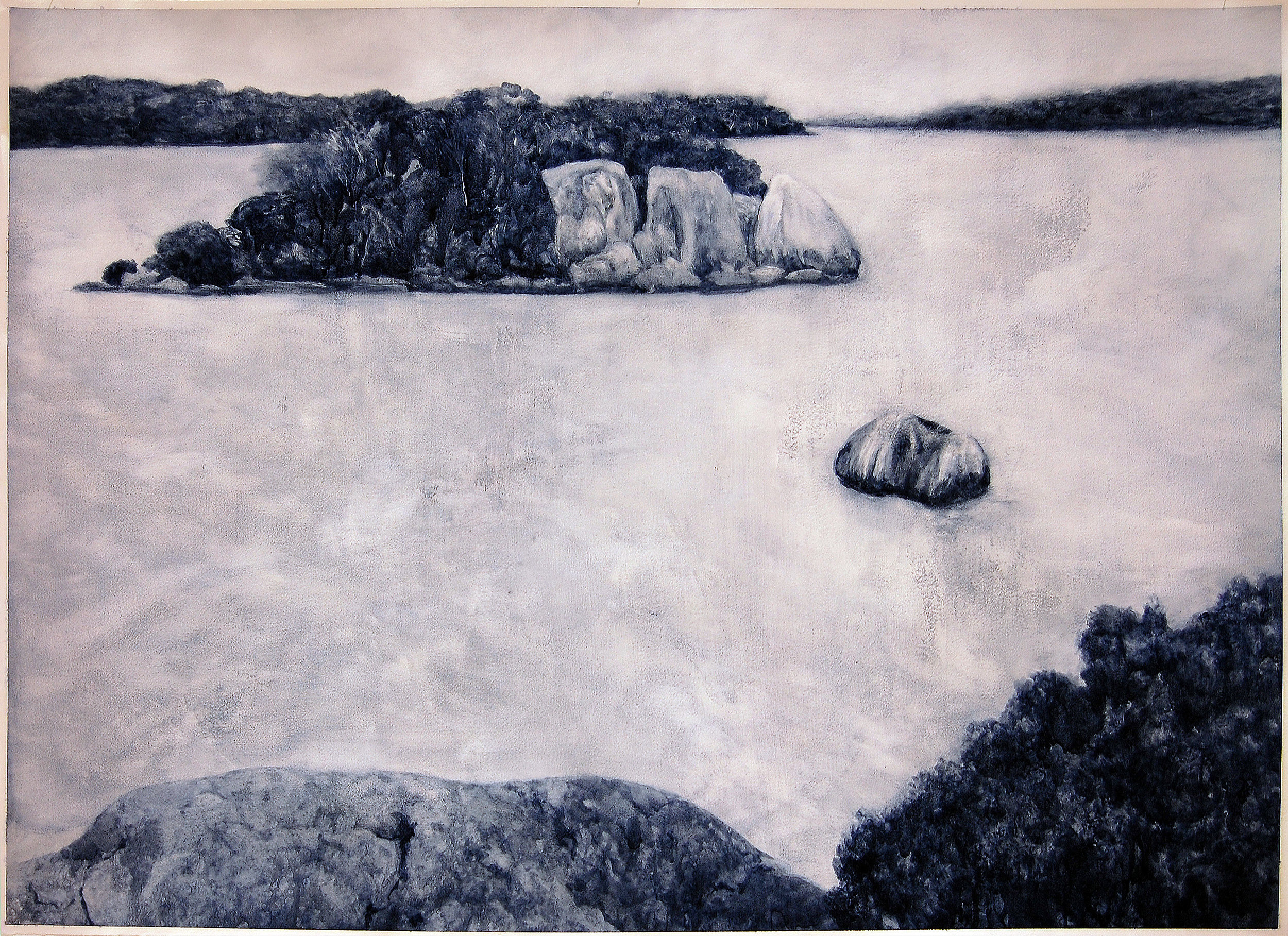 Island (Inlet), 2018, Oil on paper, 85 x 105cm