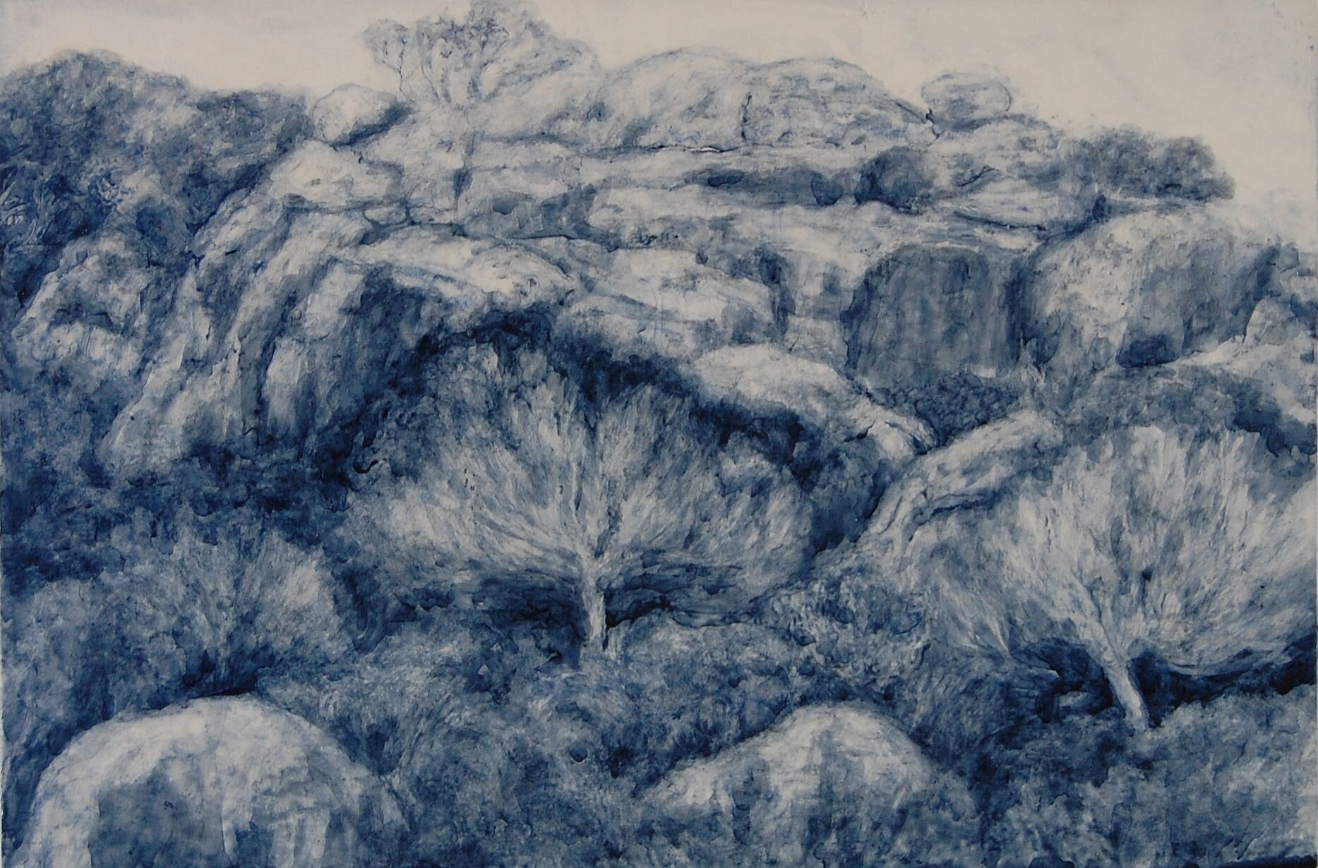 Ridgeline #2, oil and gesso on board, 2021, 20 x 30cm