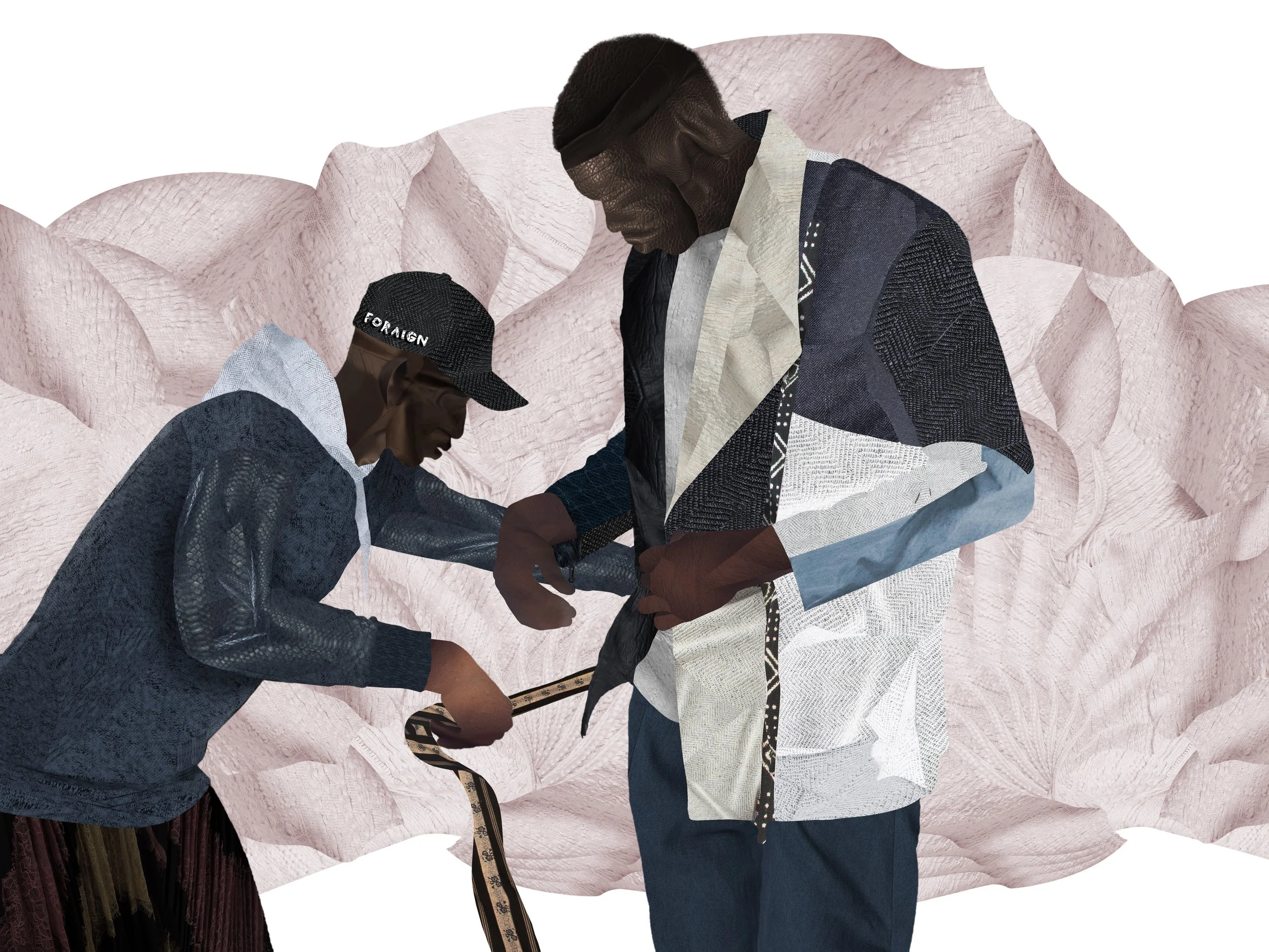 Digital Collage | Composed of pieces of fabric and skin from FORAIGN’s editorial photo bank