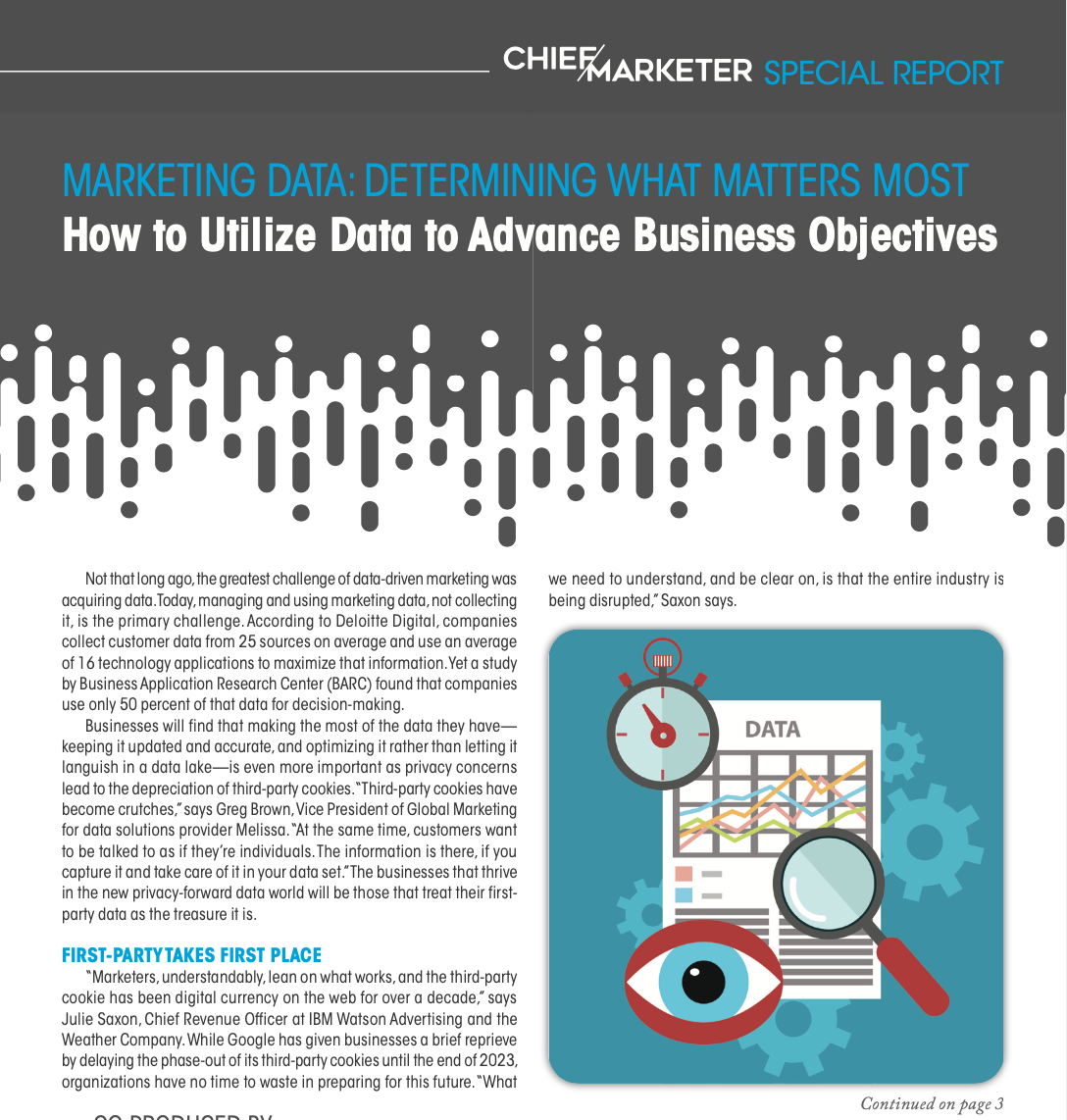 White Paper ("Marketing Data: Determining What Matters Most," Chief Marketer/Melissa)