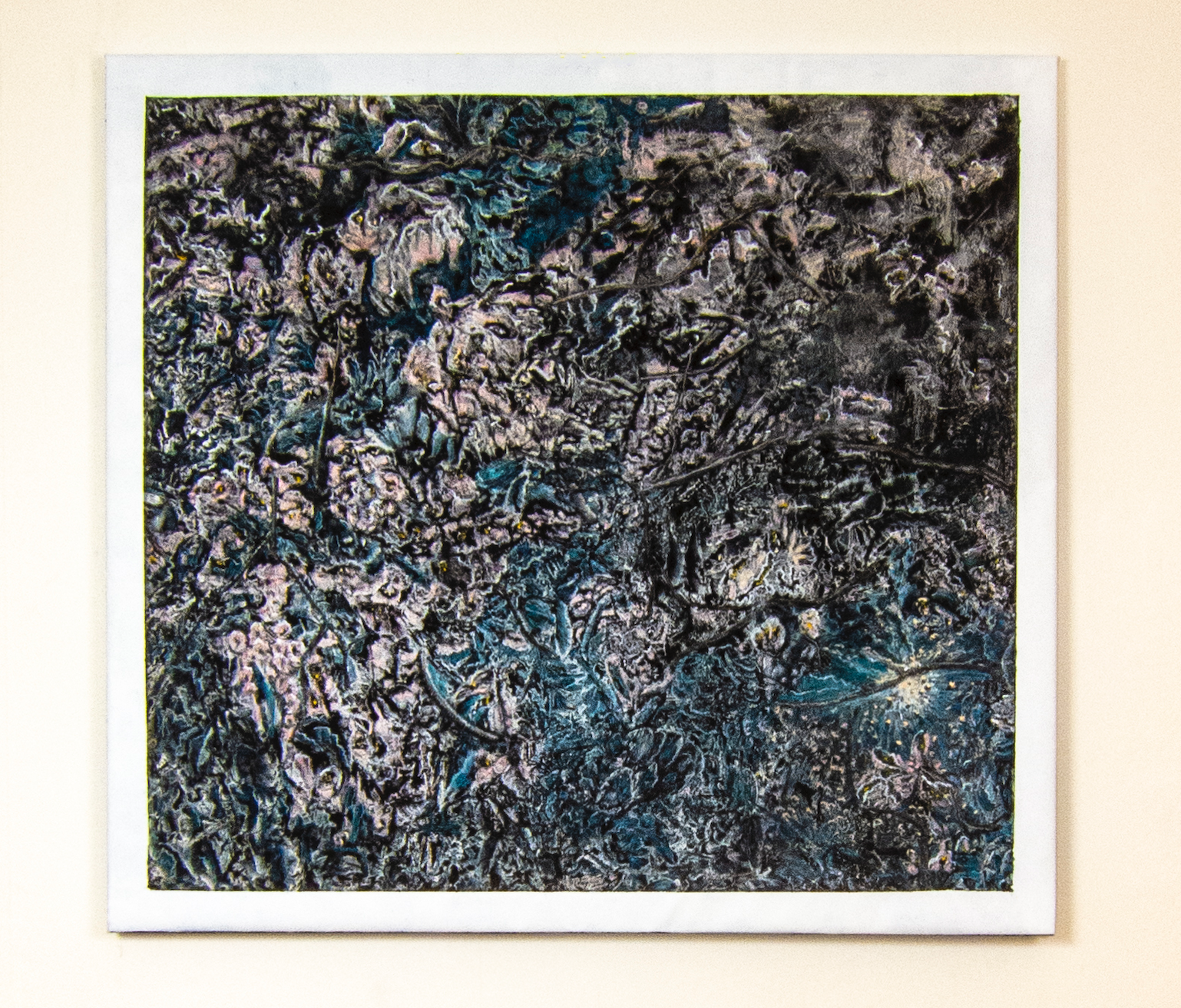 Utan titel, Kol och oljepastell på duk, 105 x 97 cm
