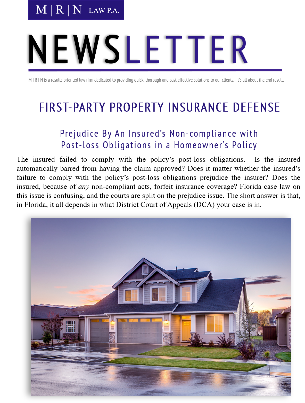 florida first party property insurance defense