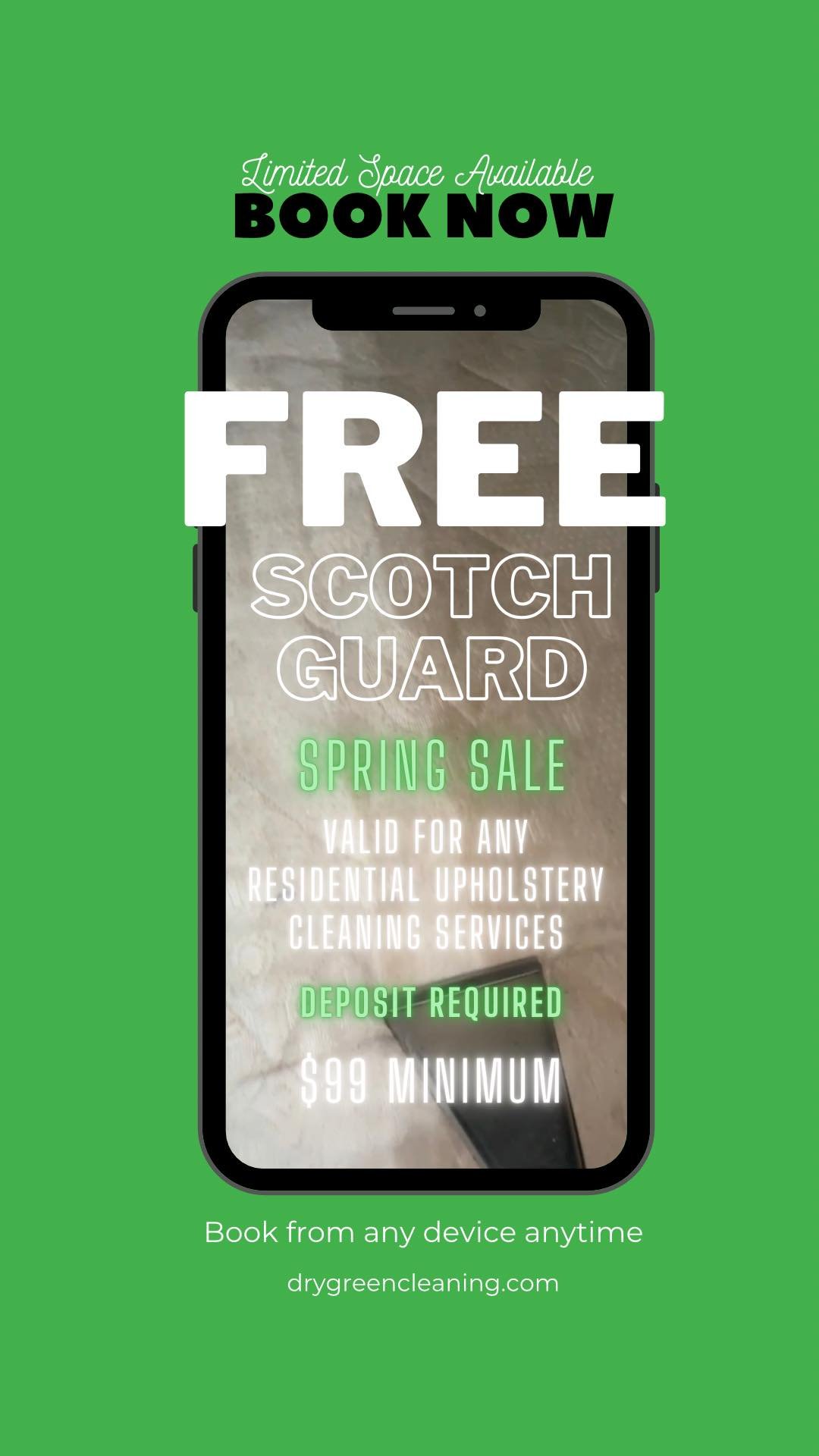FREE SCOTCH GUARD W/ UPHOLSTERY CLEANING! — Dry Green Cleaning LLC