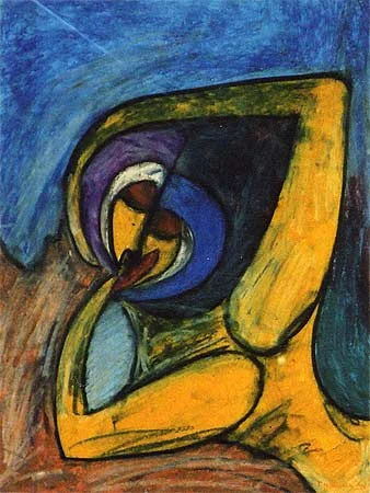 The Kiss, 2000 30 x 24". Pastel on paper