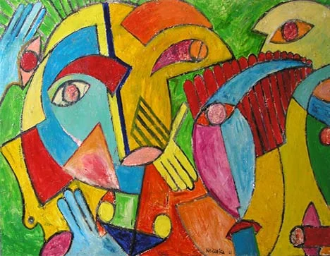 Face and Hand Landscape, 2001 48 x 72". Acrylic on canvas