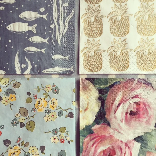 I then rounded up a selection of napkins ready to decoupage my remaining pots.