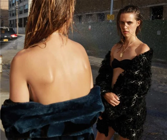 Models Georgia Hilmer and Emma Oak have some hot fun on city streets in &ap...