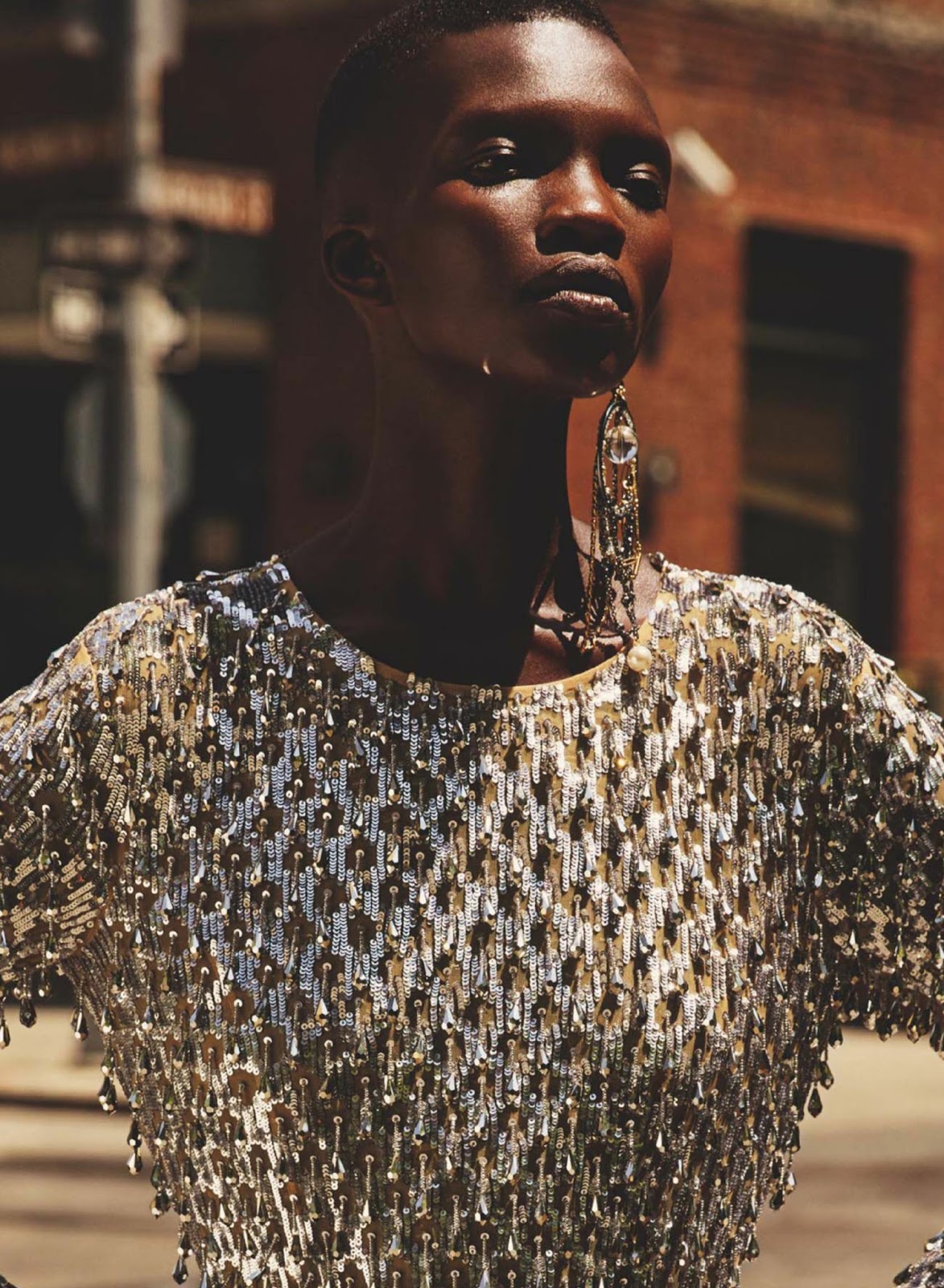 Achok Majak Wears 'Rich Rewards' By David Roemer For Marie Claire UK ...