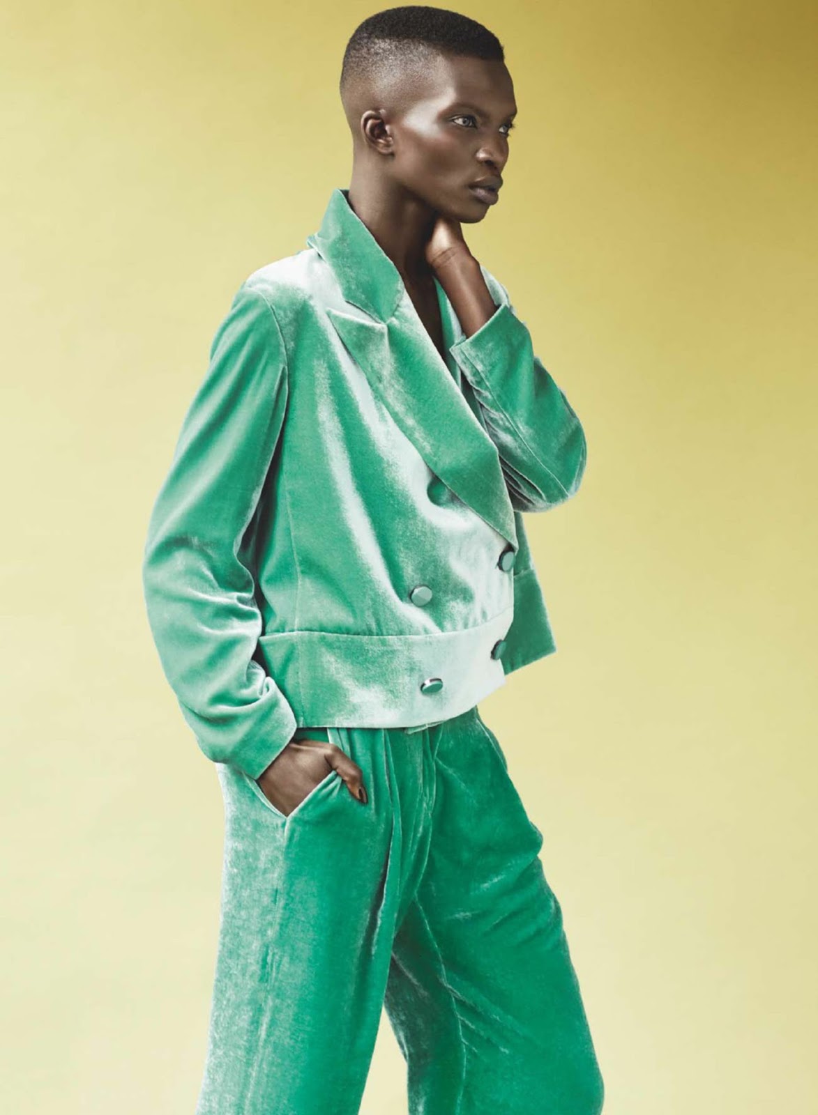 Achok Majak Wears 'Rich Rewards' By David Roemer For Marie Claire UK ...