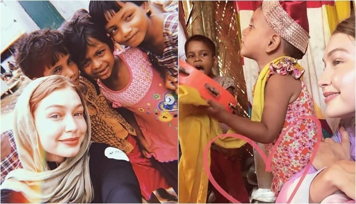 UN Ambassador Gigi Hadid Visits Jamtoli Refugee Camp In Bangladesh