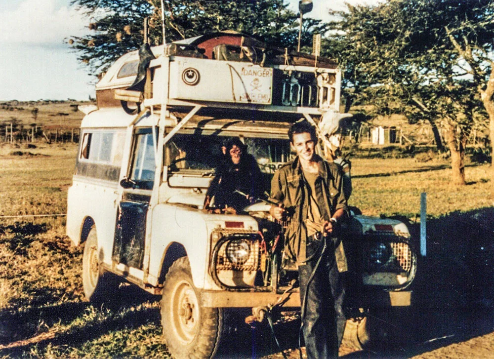 GlamTribal muse Dan Eldon and his Land Rover Desiree.