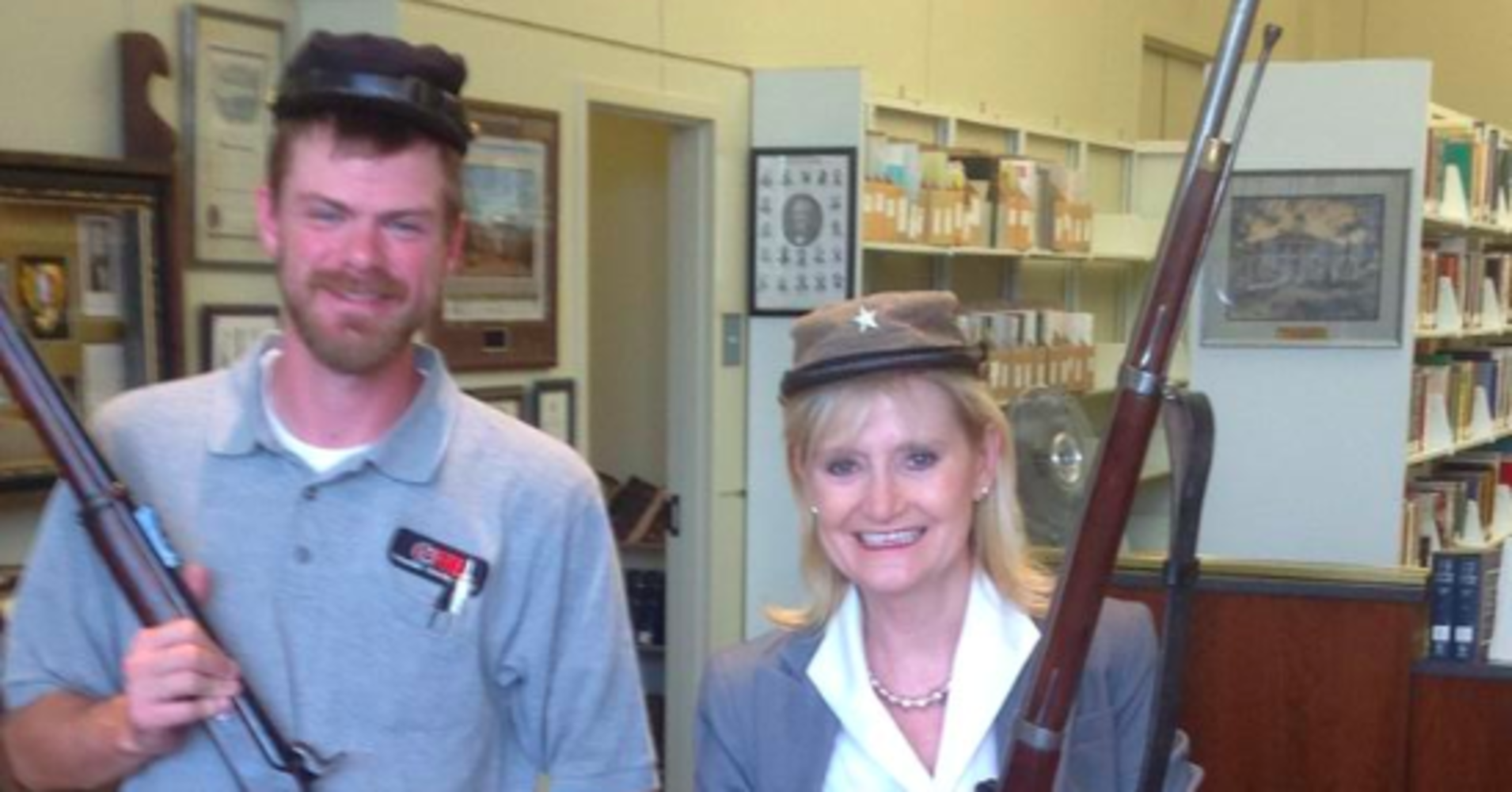 “I ENJOYED MY TOUR OF BEAUVOIR. THE JEFFERSON DAVIS HOME AND PRESIDENTIAL LIBRARY LOCATED IN BILOXI,” HYDE-SMITH WROTE IN A CAPTION ON THIS PHOTOS POSTED TO HER FB PAGE IN 2014. DAVIS WAS THE CONFEDERATE PRESIDENT DURING THE CIVIL WAR. HIS FORMER ESTATE NOW SERVES AS A MUSEUM AND LIBRARY IN HIS HONOR. “THIS IS A MUST SEE,” HYDE-SMITH WROTE. “CURRENTLY ON DISPLAY ARE ARTIFACTS CONNECTED TO THE DAILY LIFE OF THE CONFEDERATE SOLDIER INCLUDING WEAPONS. MISSISSIPPI HISTORY AT ITS BEST!”