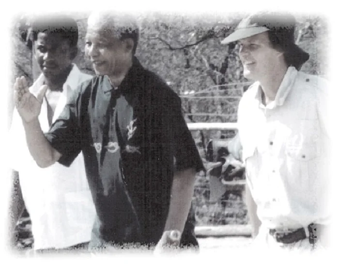 A rare photograph of Nelson Mandela arriving at Londolozi in 1991.