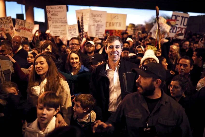 Former congressman and possible presidential candidate Beto O'Rourke marched in his own rally Monday. Image: Ivan Pierre Aguirre for The Texas Tribune